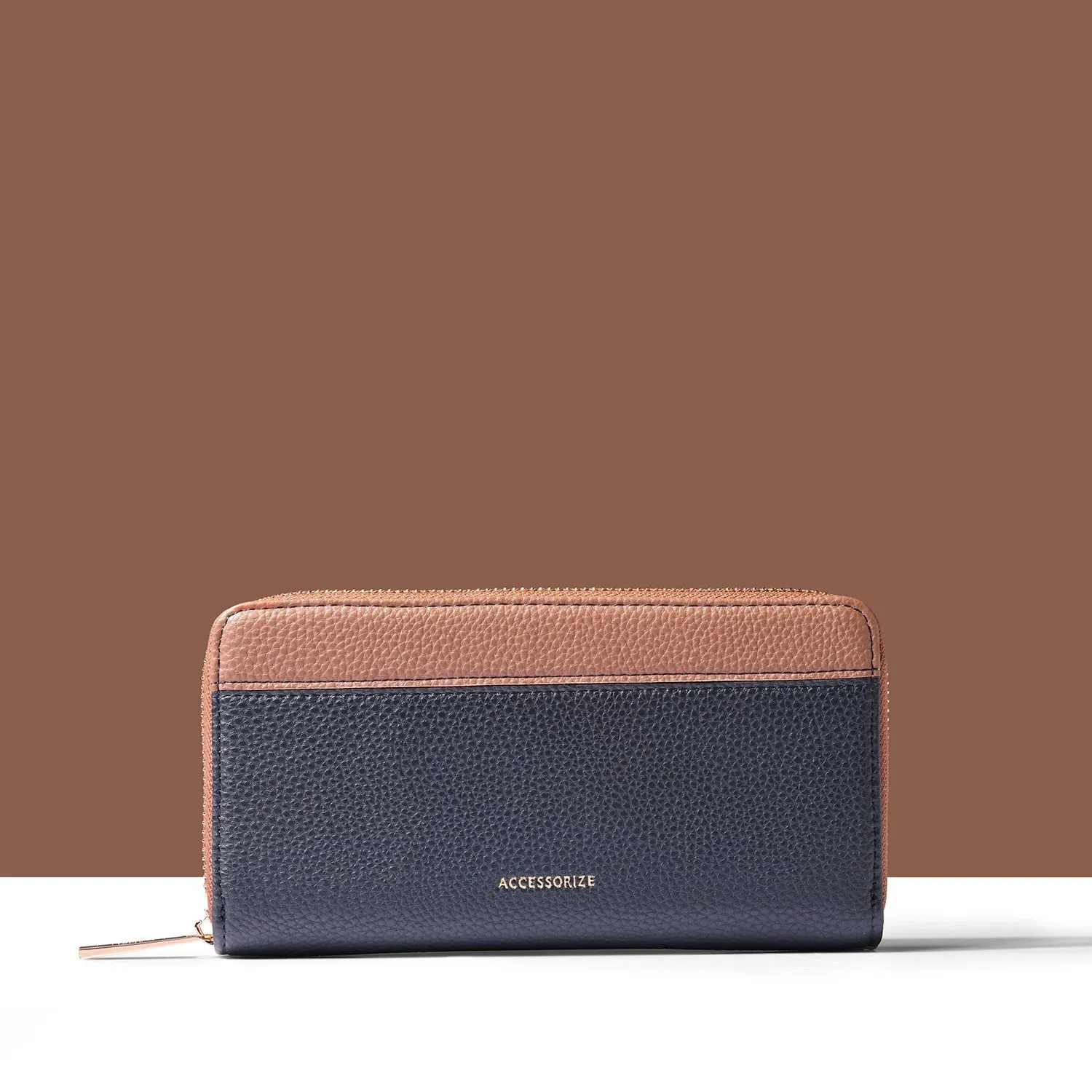 Accessorize London Women's Navy Blue Contrast Piping Wallet