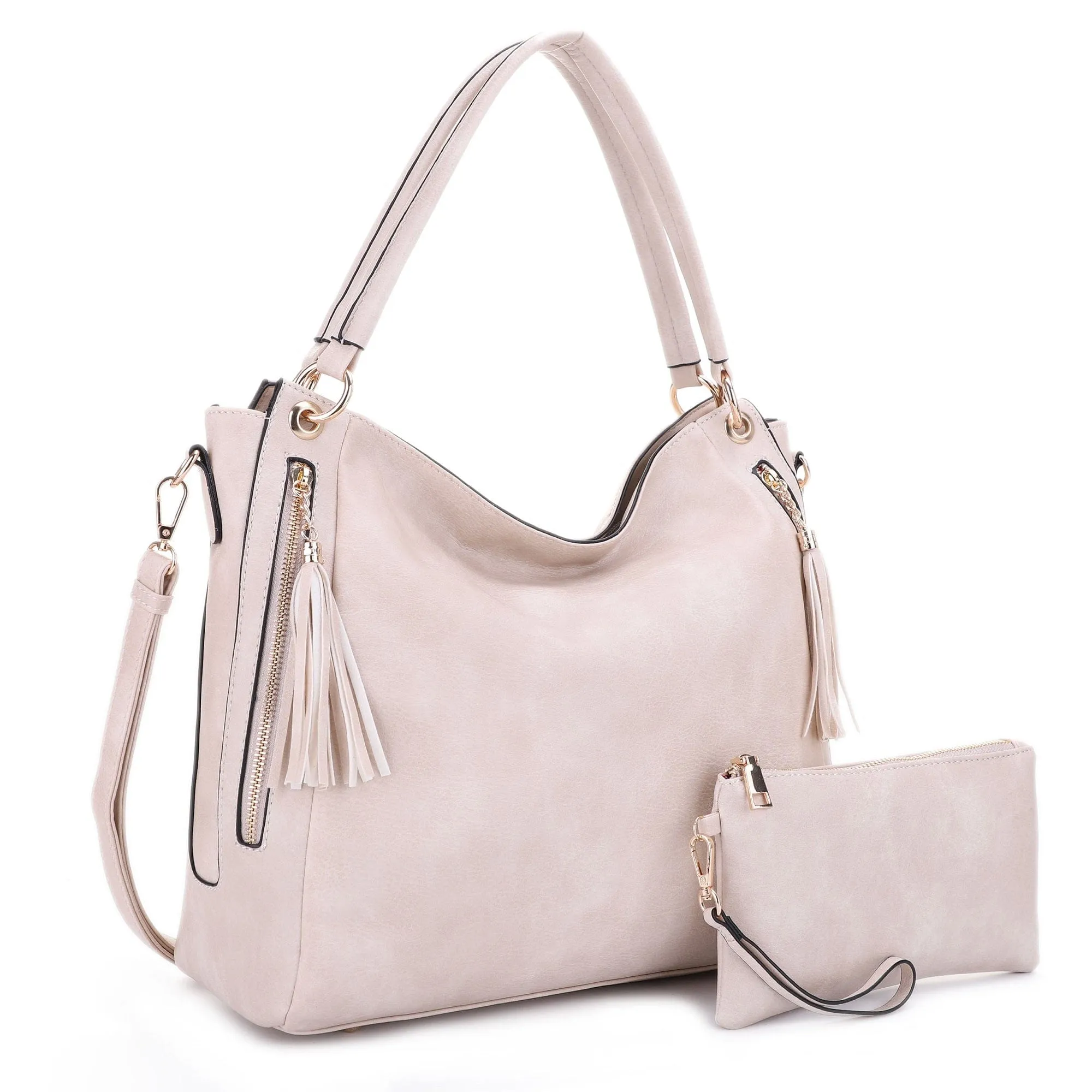 FC20496 Tonya Double Zipper 2 in 1 Hobo Bag With Wristlet
